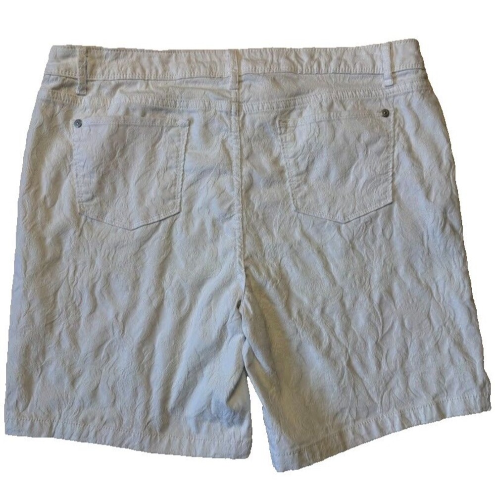 Simply Vera Vera Wang Womens White Textured Mid-Rise Bermuda Shorts, 16 - Picture 2 of 10